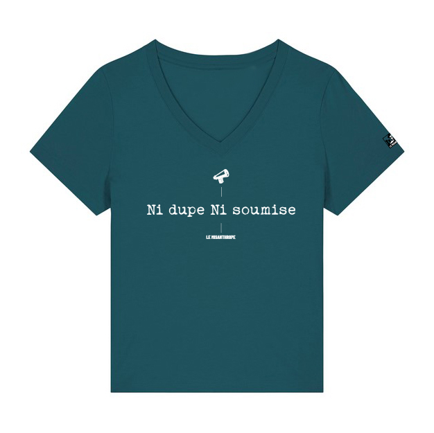 T-shirt militant col v ni dupe ni soumise