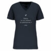 t-shirt féministe col V en coton bio avec slogan Viens on va cramer le patriarcat – mode engagée et militante