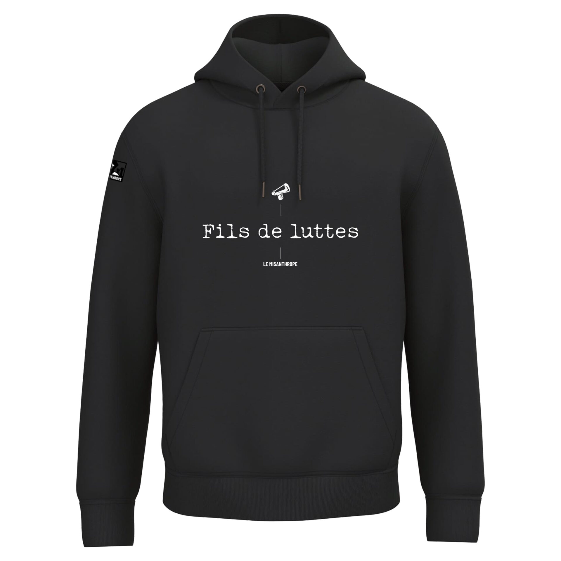 Sweat à capuche "Fils de luttes" – Sweat militant en coton bio sweat à capuche militant fils de luttes en coton bio noir, vêtement engagé et éthique pour militants et militantes