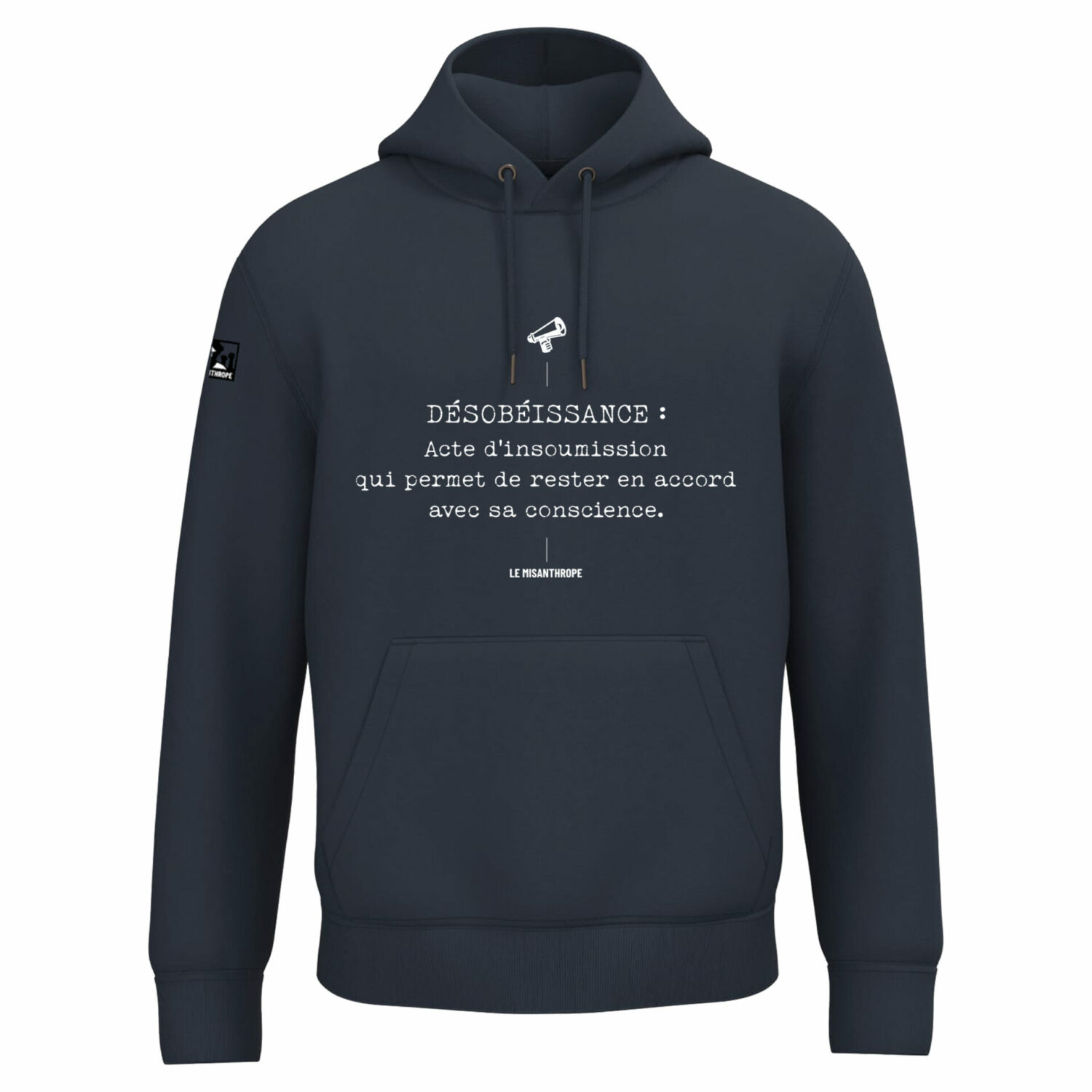 sweat à capuche militant "Désobéissance" en coton bio – mode engagée et éthique