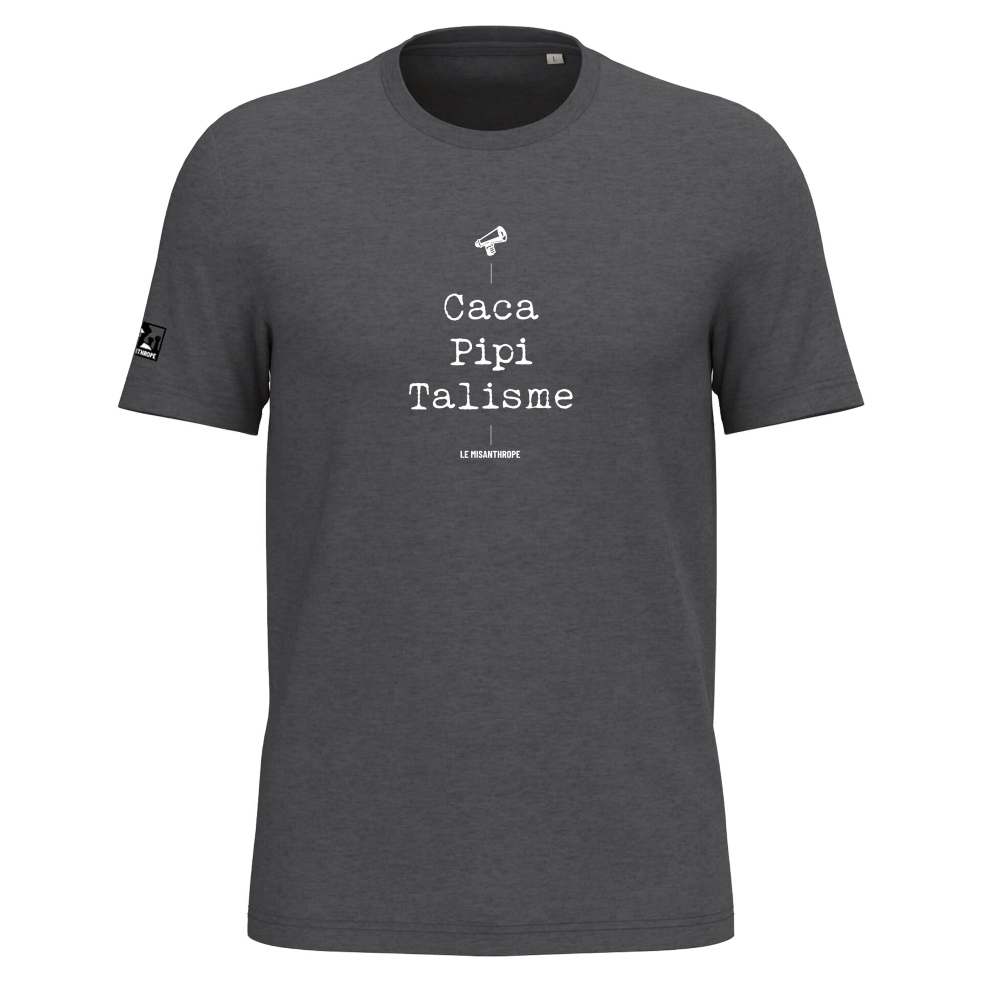 T-shirt militant en coton bio avec le slogan humoristique "Caca Pipi Talisme" – Le Misanthrope