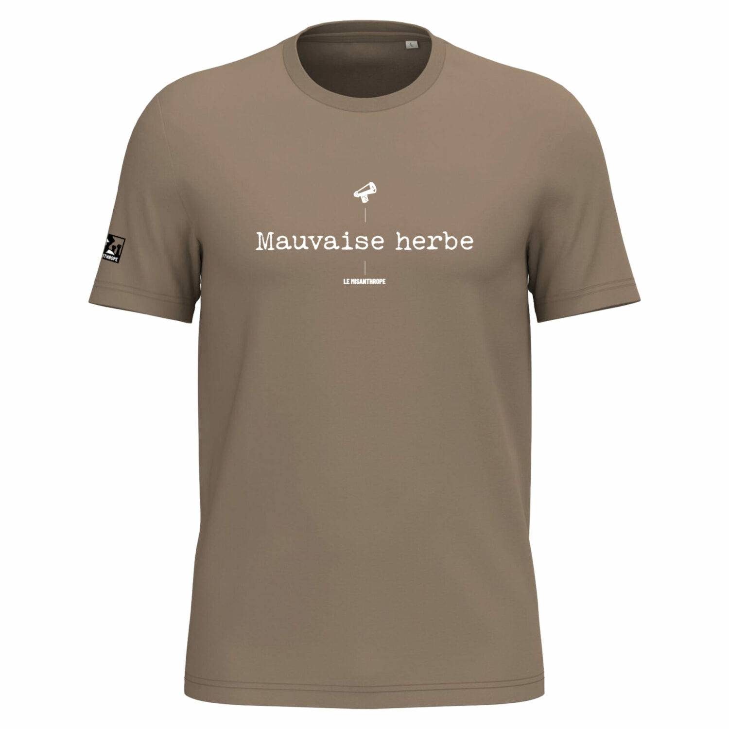 T-shirt militant "Mauvaise herbe" en coton bio, créé par Le Misanthrope, pour une mode éthique et engagée.
