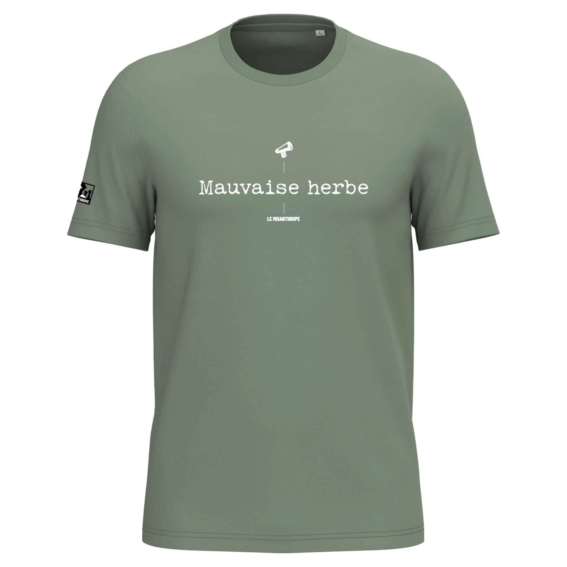T-shirt militant "Mauvaise herbe" en coton bio, créé par Le Misanthrope, pour une mode éthique et engagée.