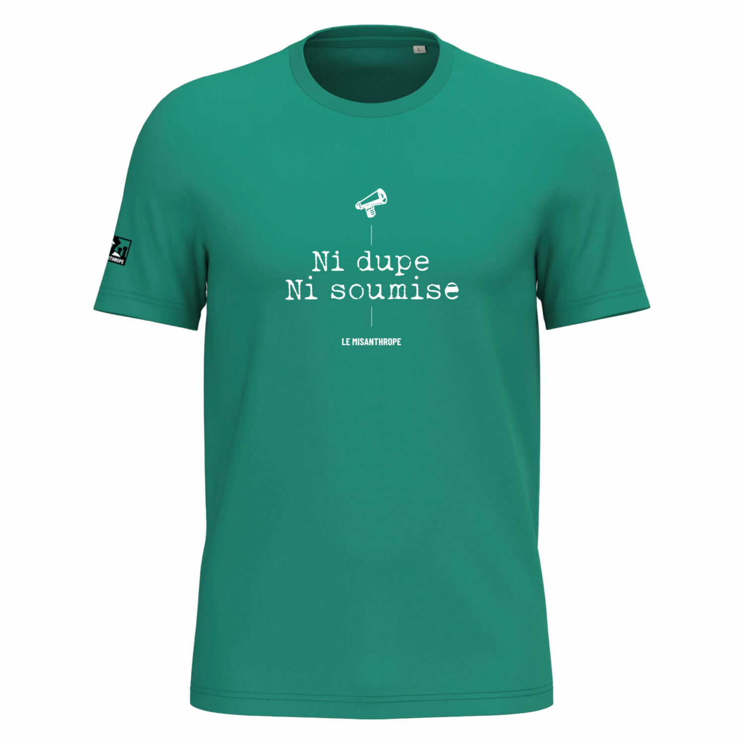 T-shirt féministe "Ni dupe ni soumise" en coton bio. Un vêtement militant et engagé pour défendre l’égalité femmes hommes et affirmer vos convictions féministes avec style.