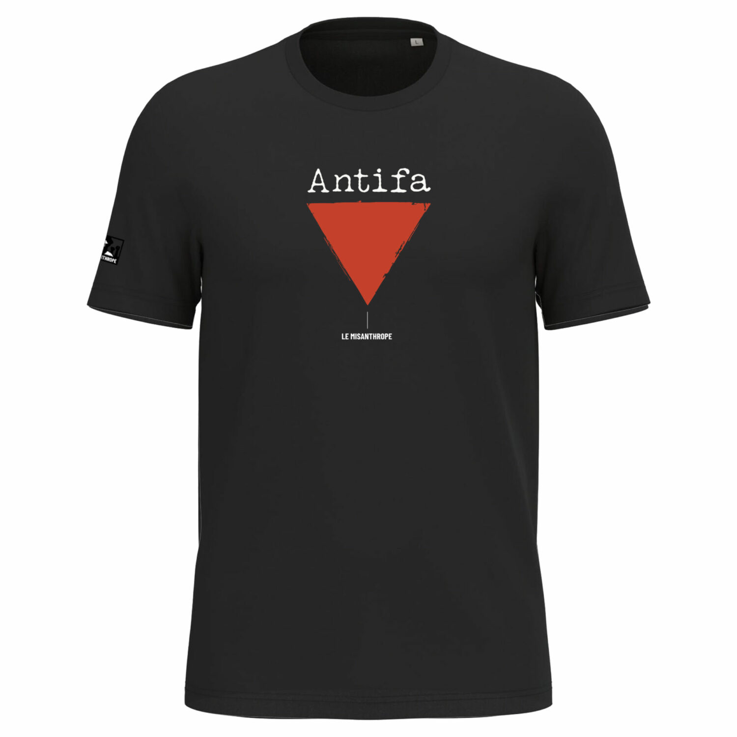 T-shirt militant noir avec le mot "ANTIFA" imprimé – coton bio certifié