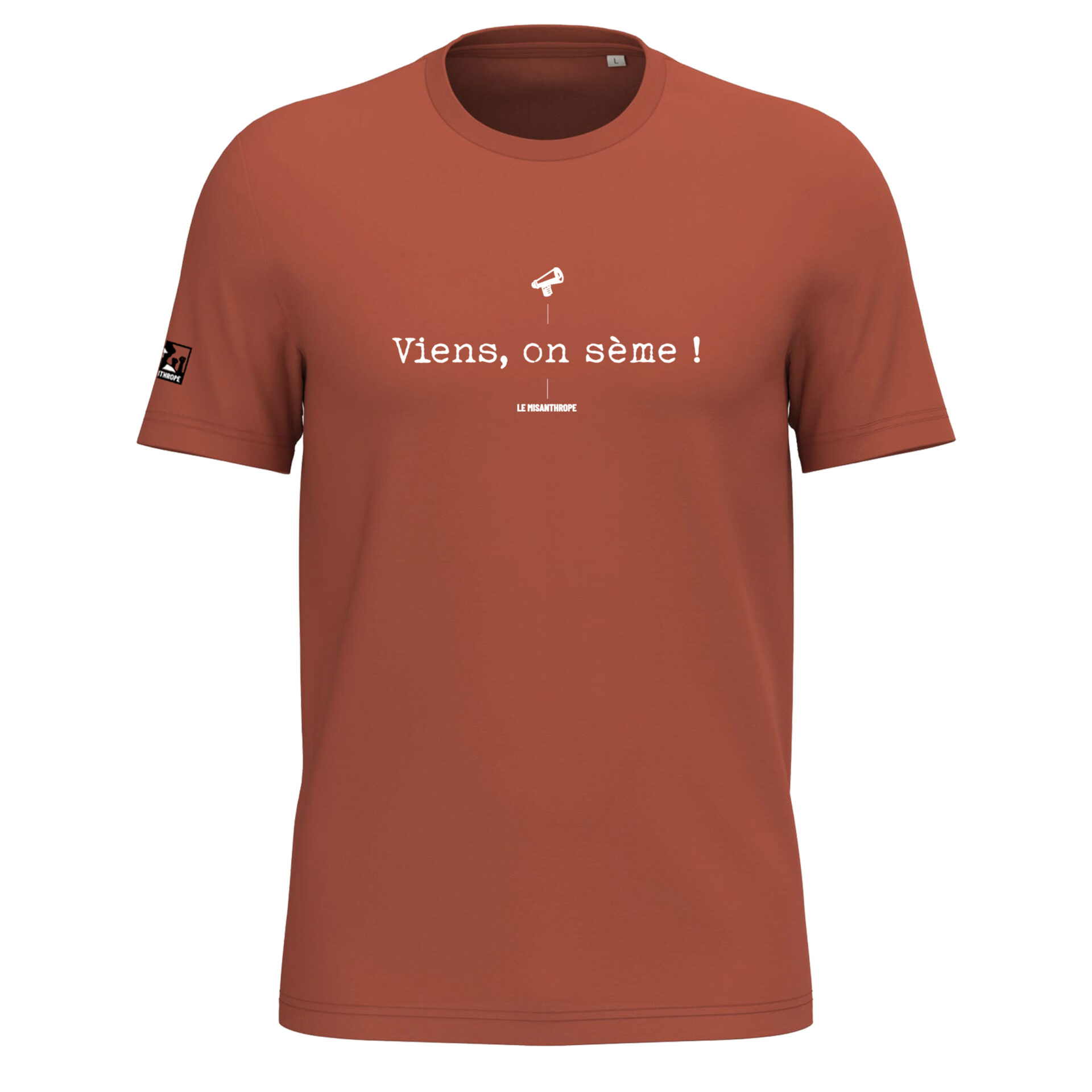 T-shirt militant "Viens, on sème" en coton bio - Le Misanthrope T-shirt militant en coton bio "Viens, on sème" créé par Le Misanthrope, un message engagé pour la préservation de l’environnement.
