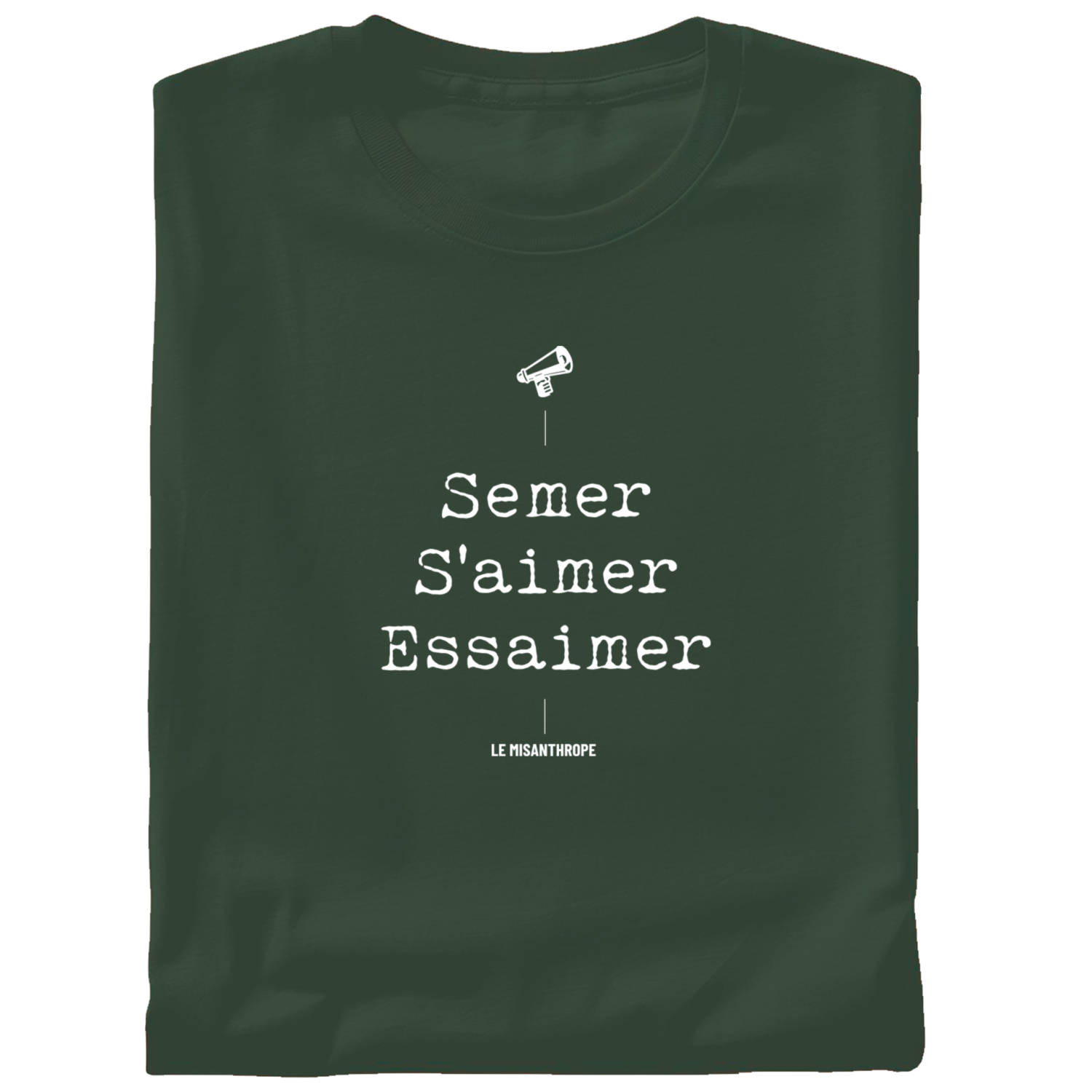 T-shirt militant "Semer, s'aimer, essaimer" en coton bio, créé par Le Misanthrope, pour un message poétique et engagé.