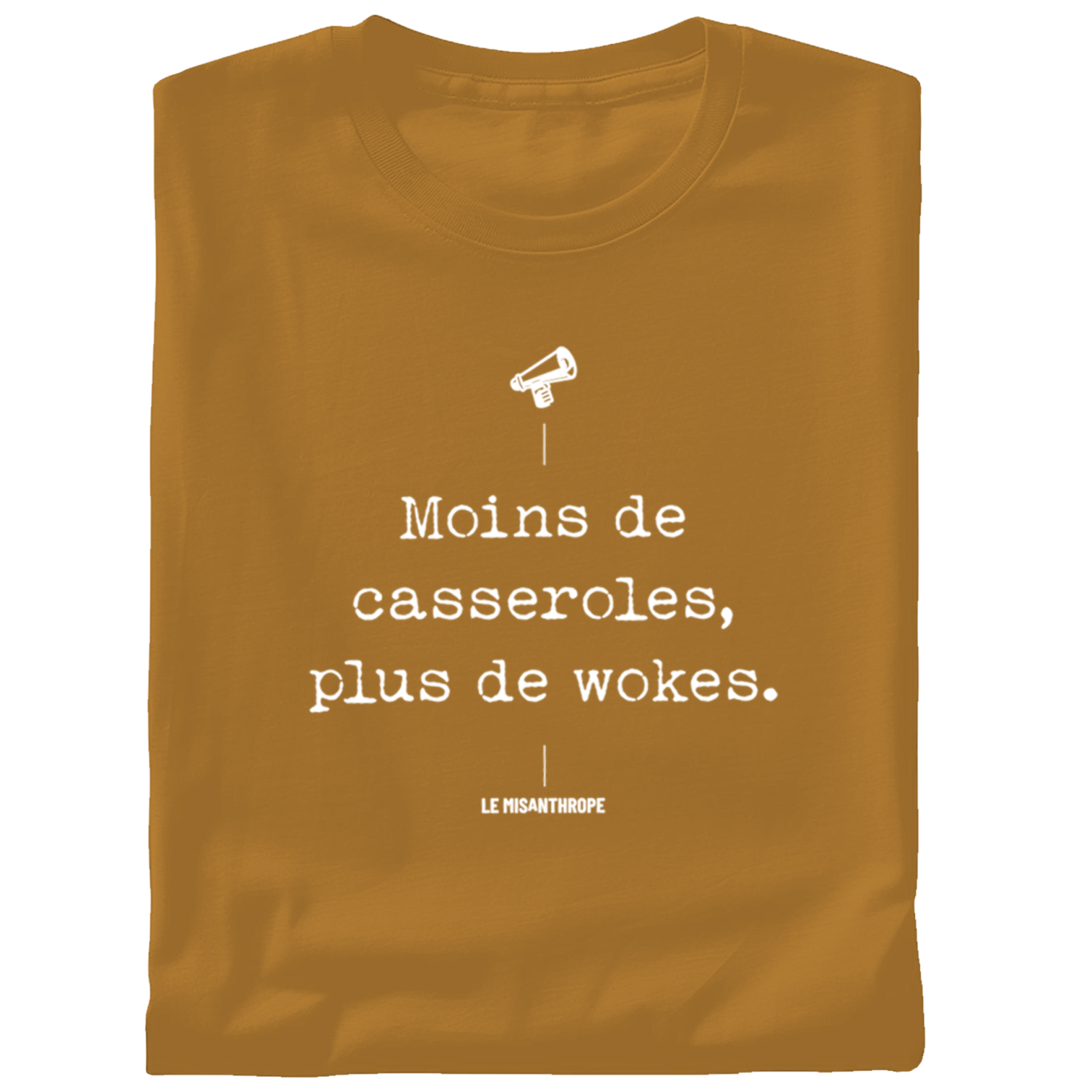 T-shirt militant « Moins de casseroles, plus de wokes » en coton bio GOTS – vêtement engagé contre les politiques répressives et pour un militantisme progressiste.