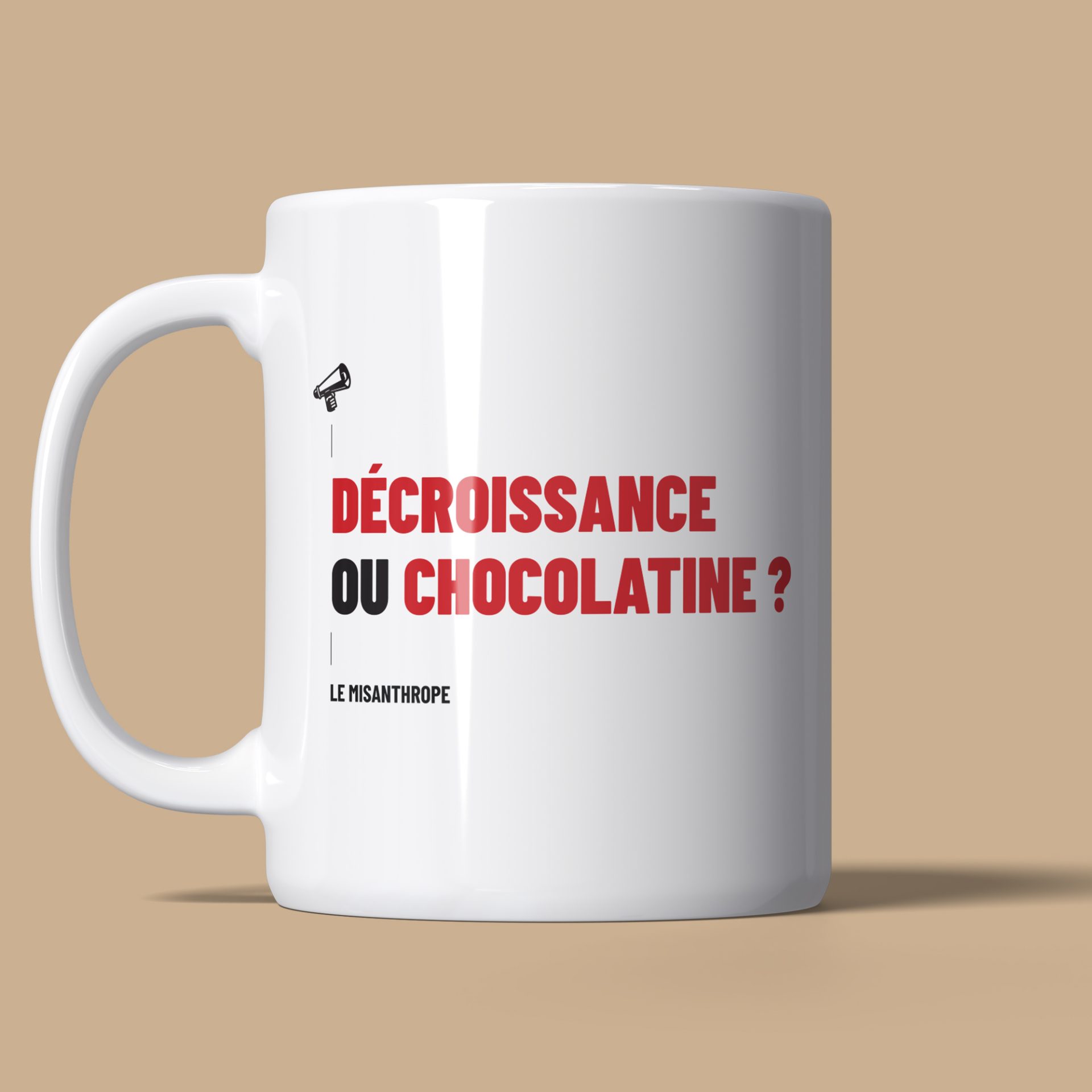 Mug militant écologie humour “Décroissance ou chocolatine” tasse engagée Le Misanthrope