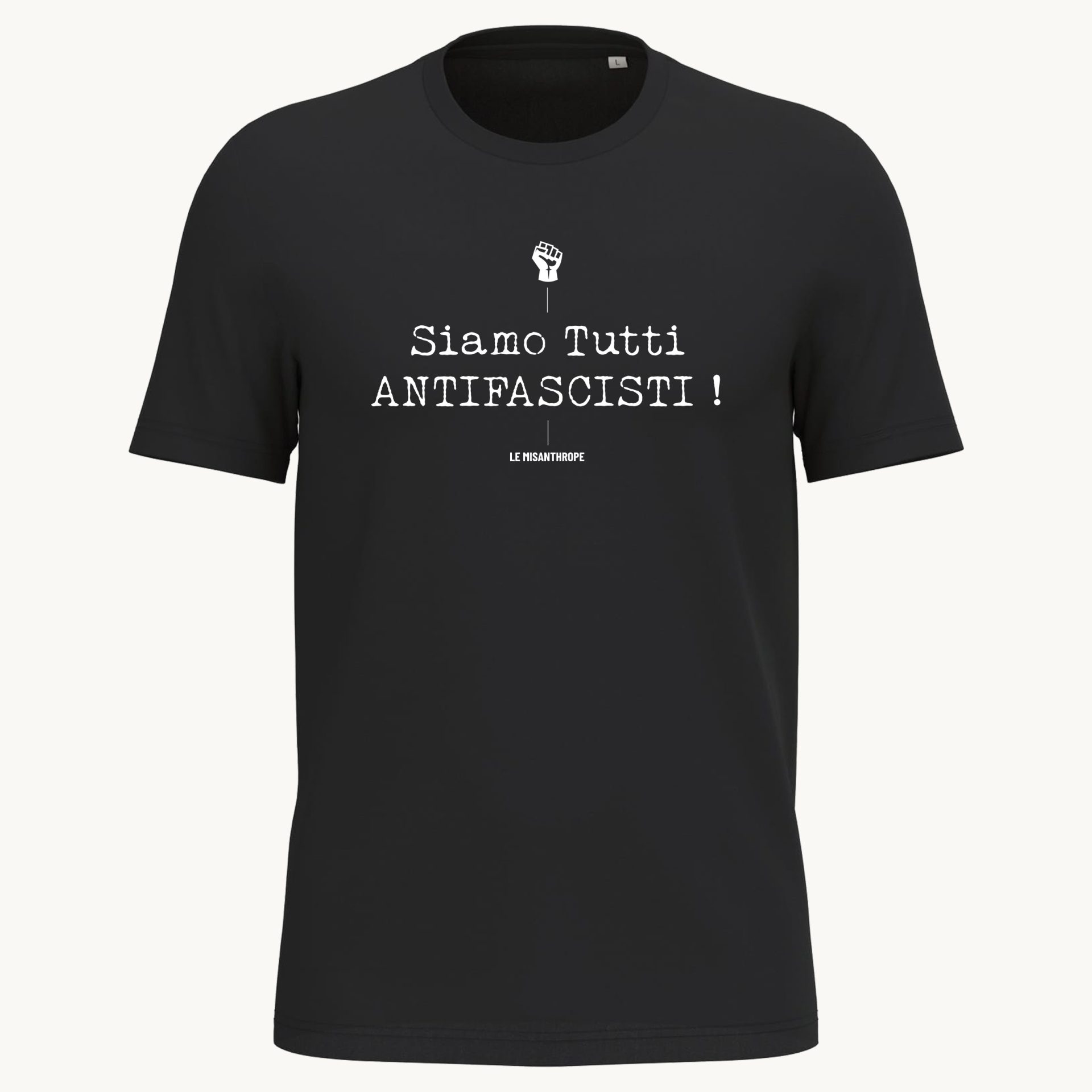 t shirt antifasciste siamo tutti antifascisti coton biologique conversion vetement militant unisexe le misanthrope