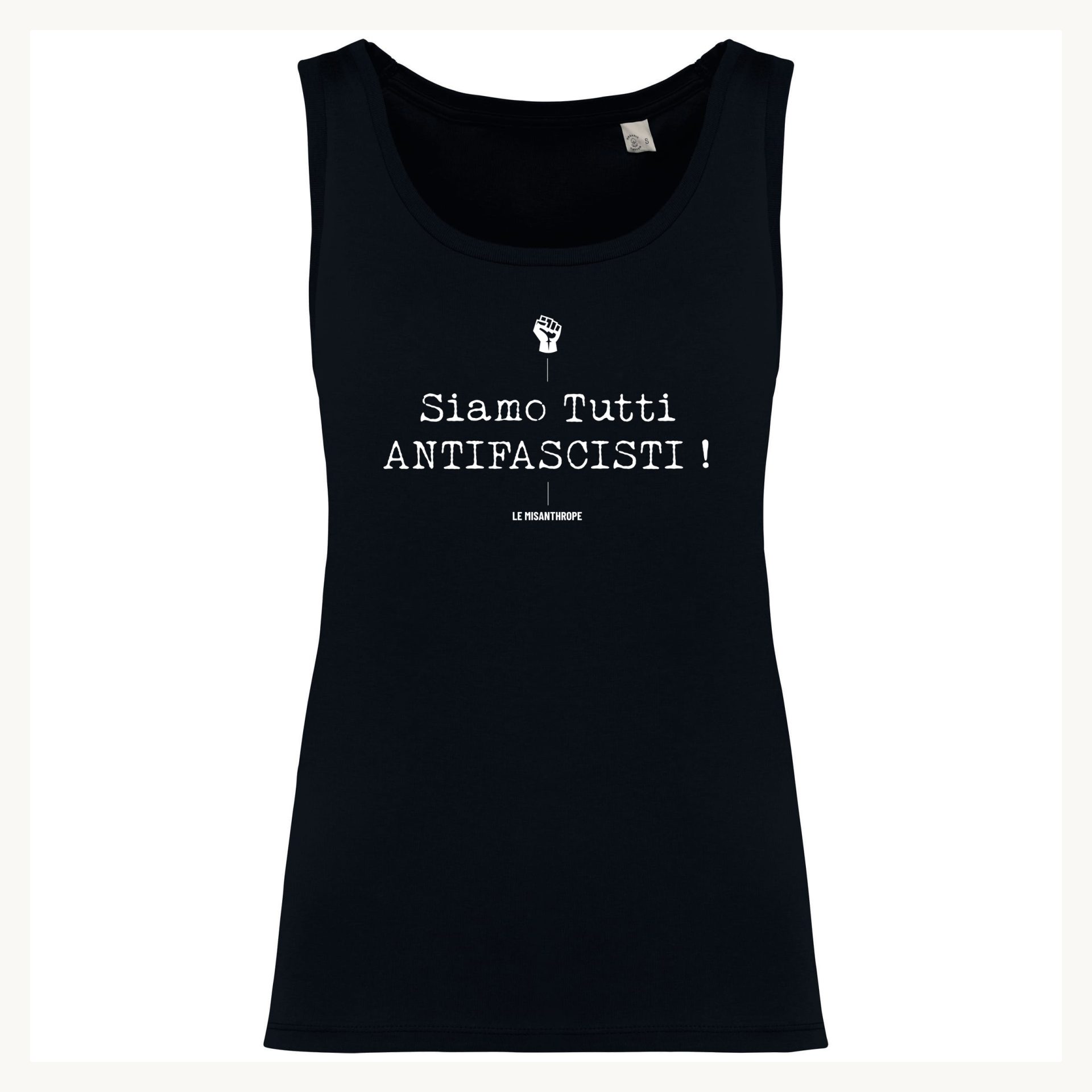 Débardeur militant coton « Siamo tutti antifascisti » – vêtement engagé Le Misanthrope