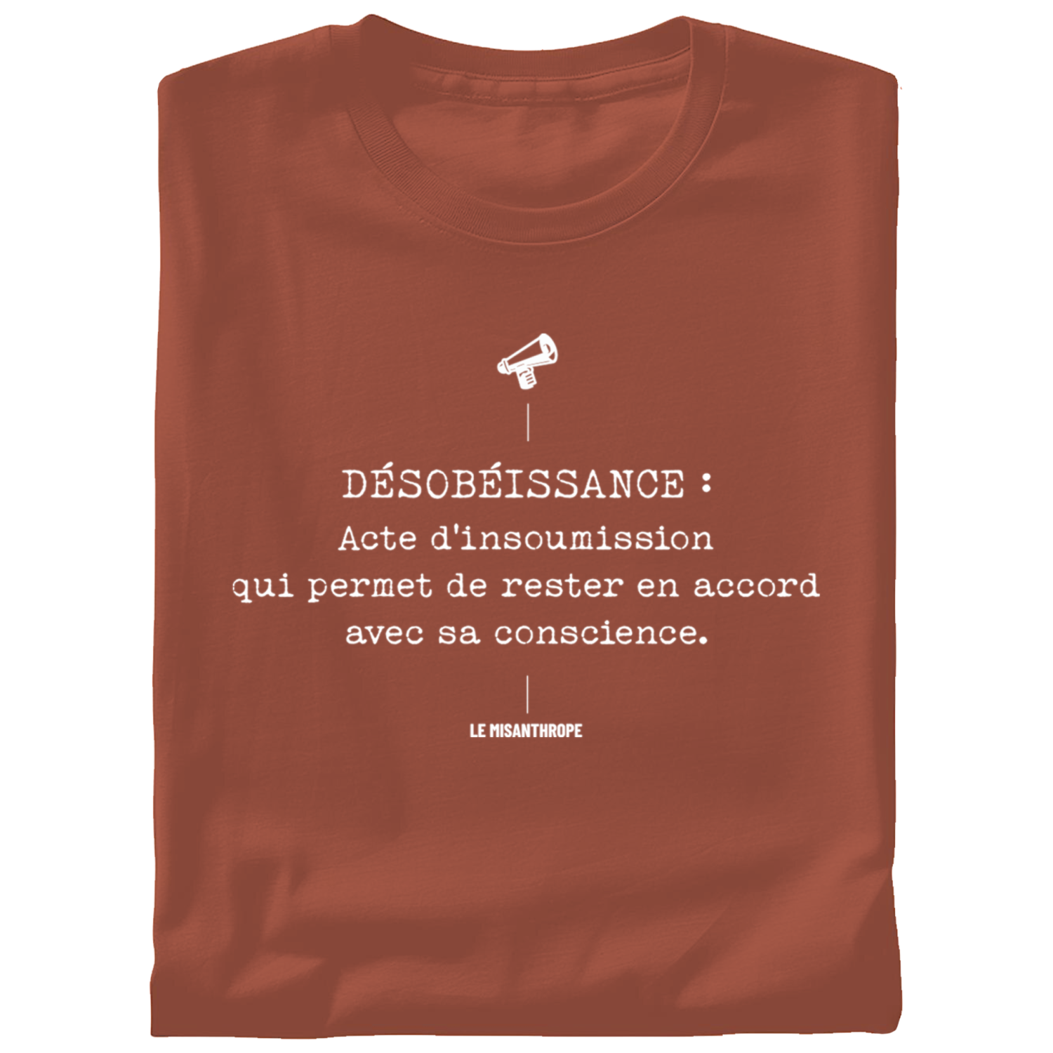 T-shirt militant en coton bio "Désobéissance", une création engagée et éthique de la marque Le Misanthrope.
