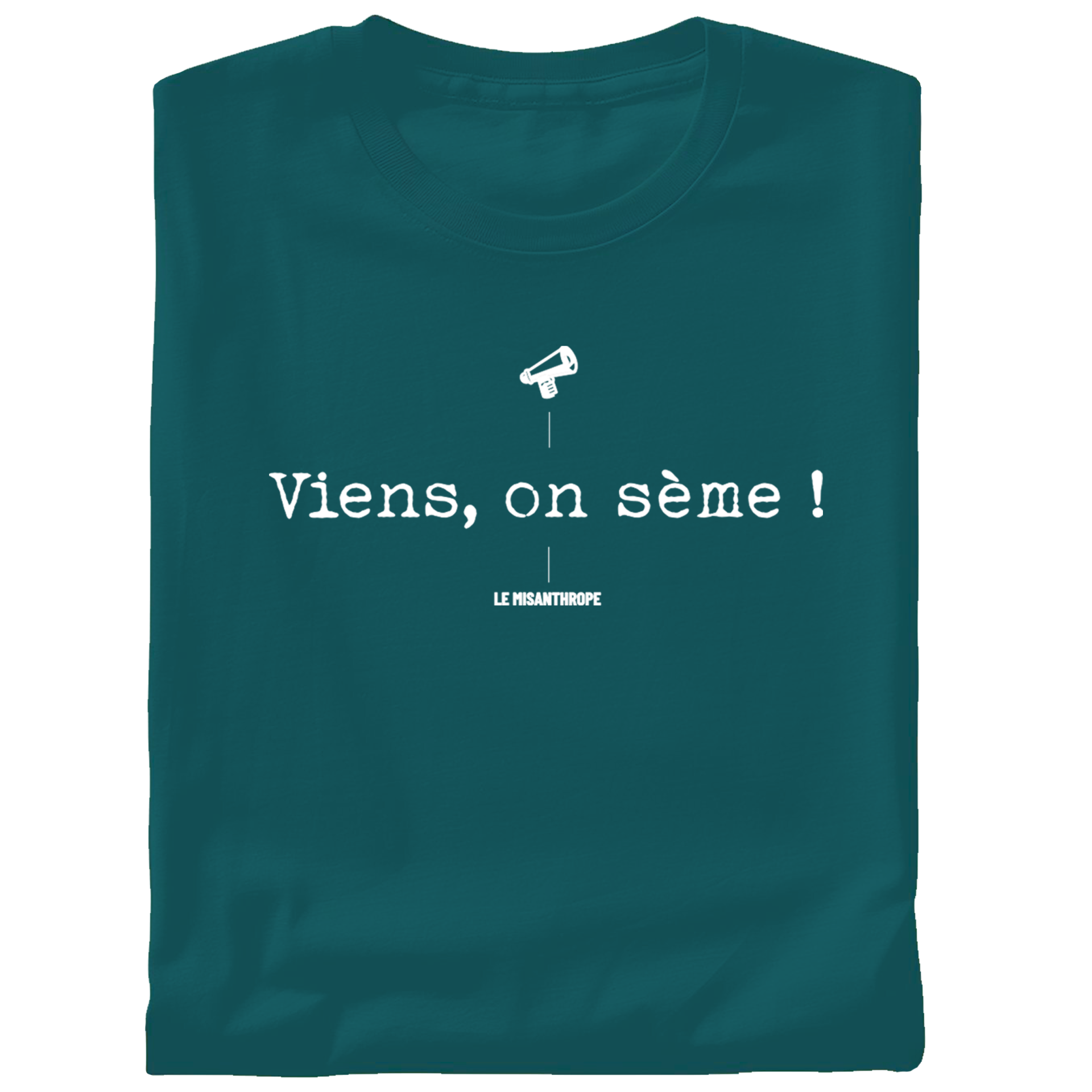 T-shirt militant en coton bio "Viens, on sème" créé par Le Misanthrope, un message engagé pour la préservation de l’environnement.
