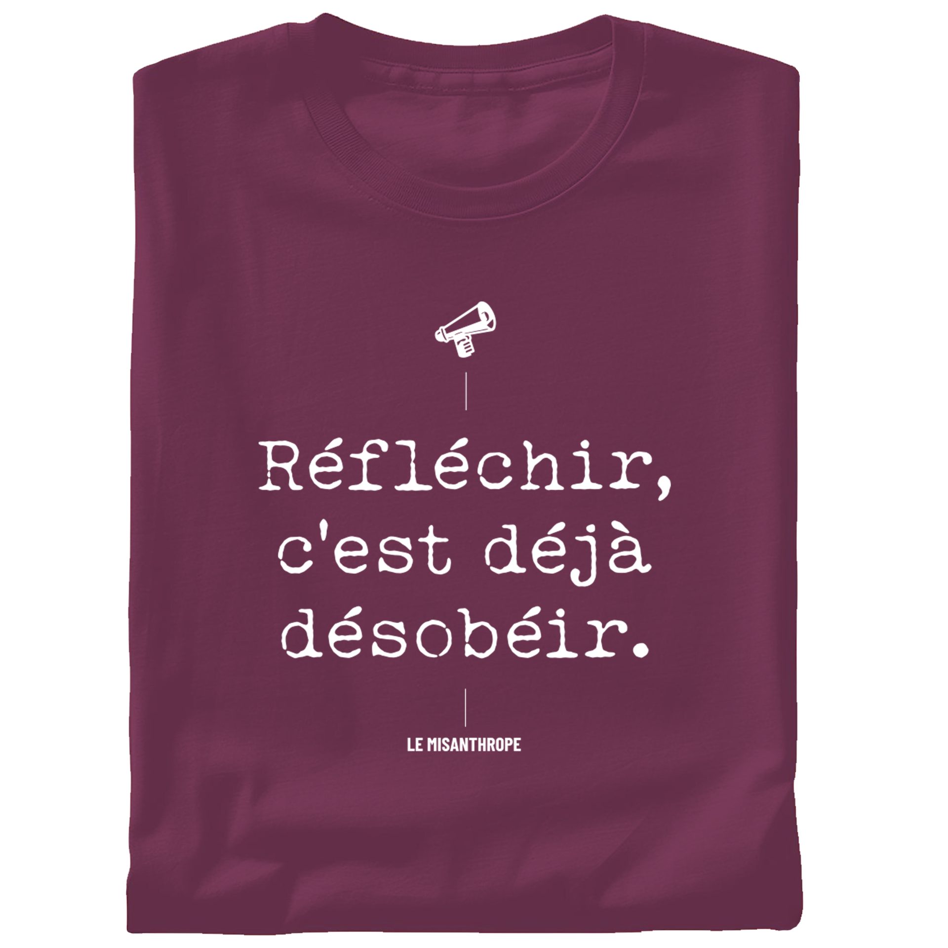 t shirt réfléchir c est déjà désobéir vêtement militant coton biologique unisexe le misanthrope