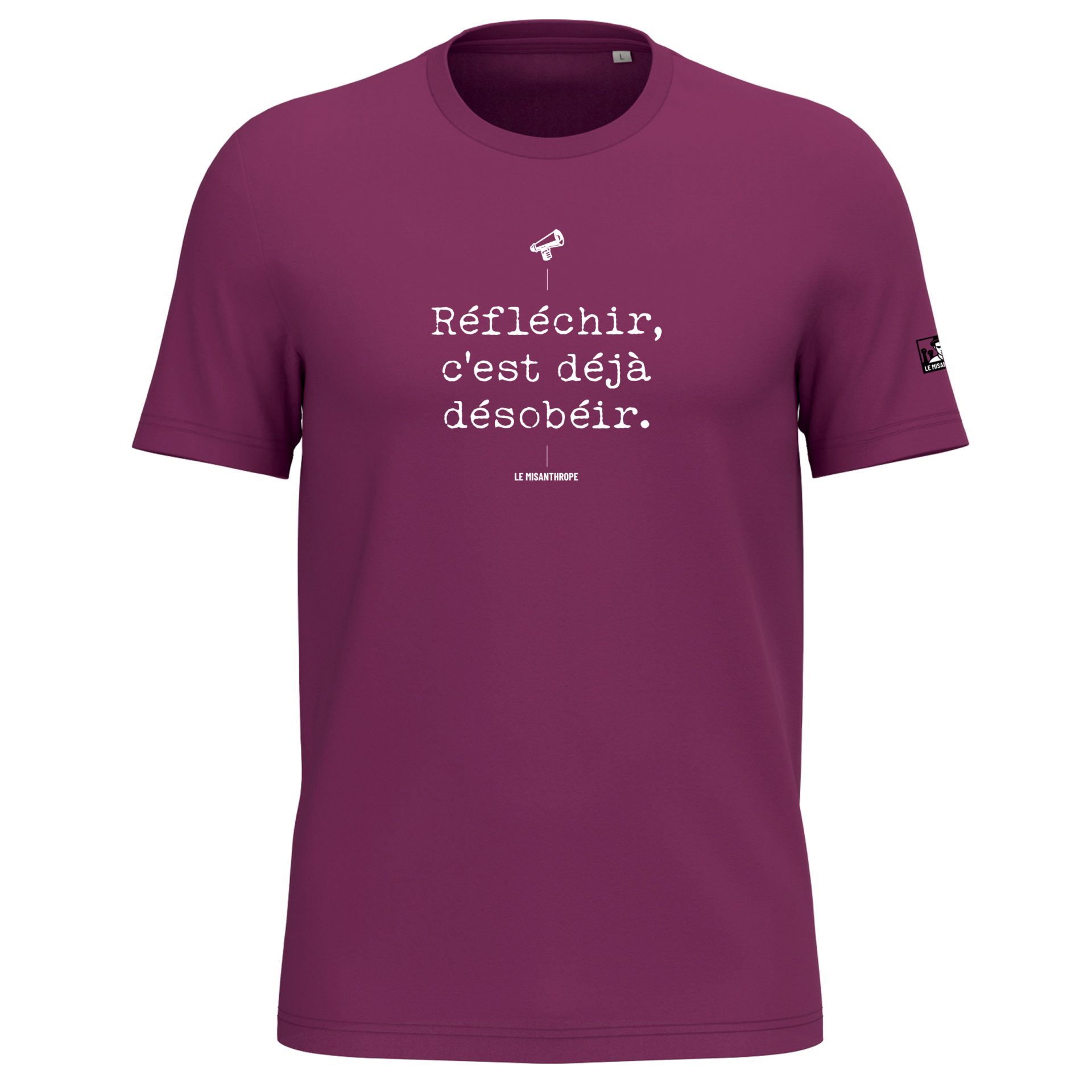 t shirt réfléchir c est déjà désobéir vêtement militant coton biologique unisexe le misanthrope