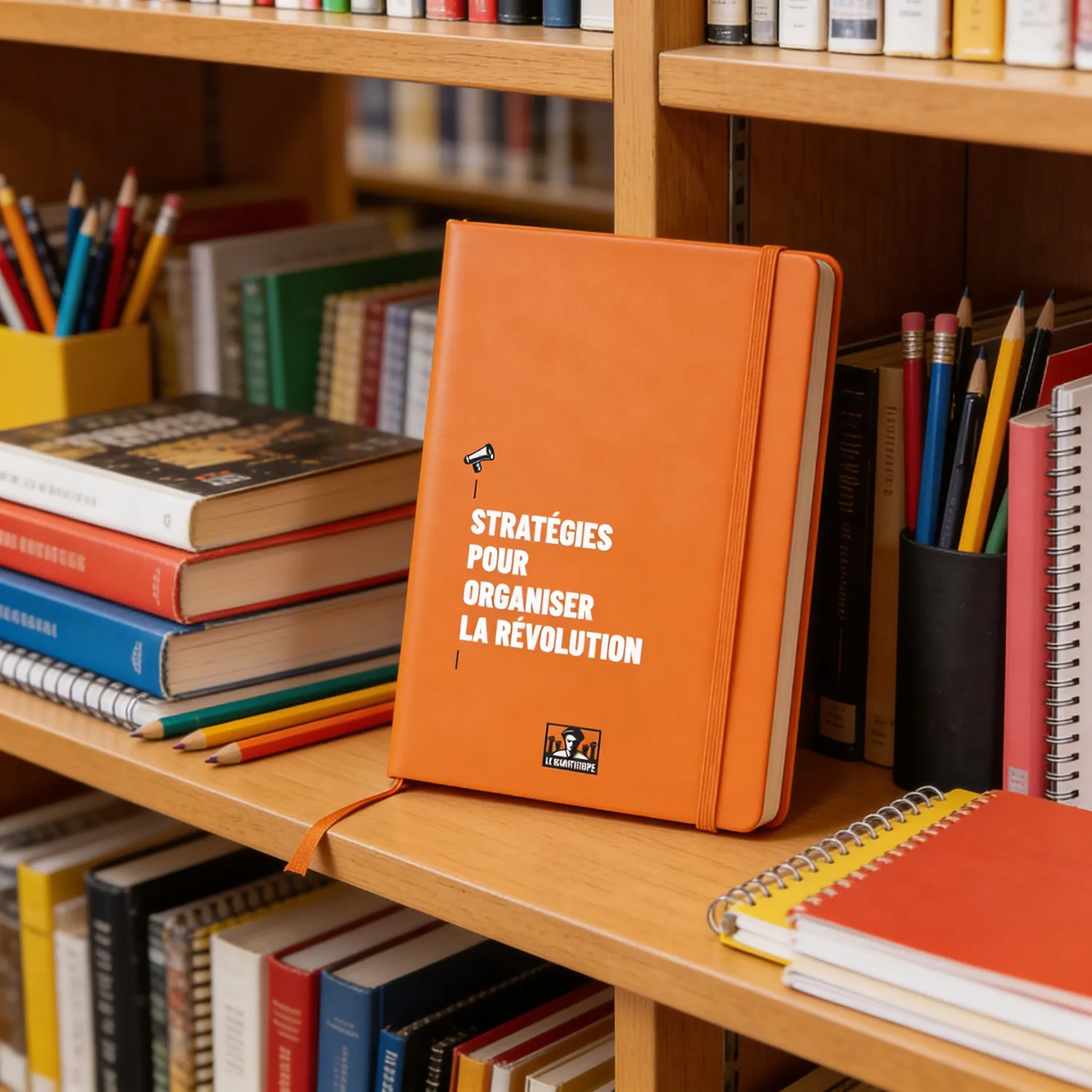 Cahier militant A5 Stratégie pour organiser la révolution - couverture similicuir orange - Le Misanthrope