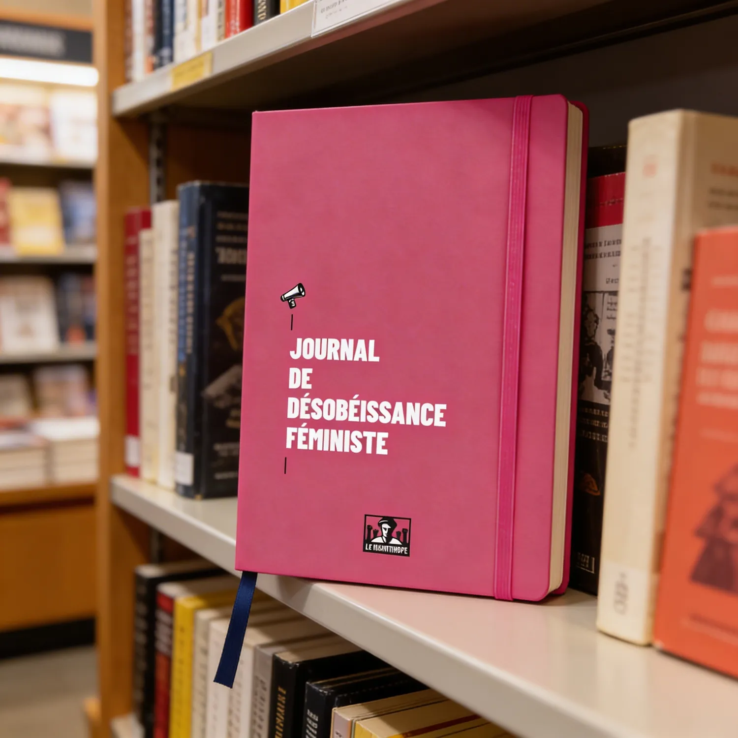 Cahier militant A5 "Journal de désobéissance féministe" - Couverture similicuir fuschia - Le Misanthrope