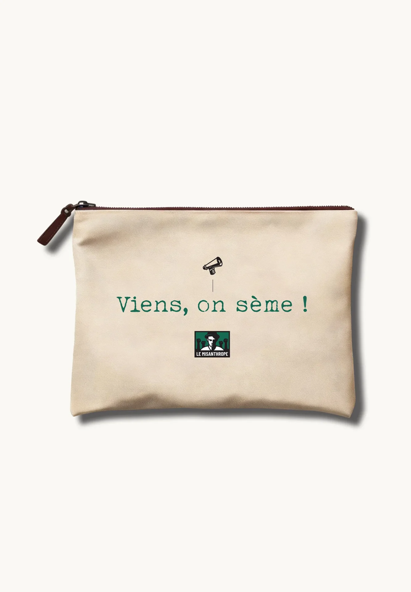 Pochette militante coton écru Viens on sème
