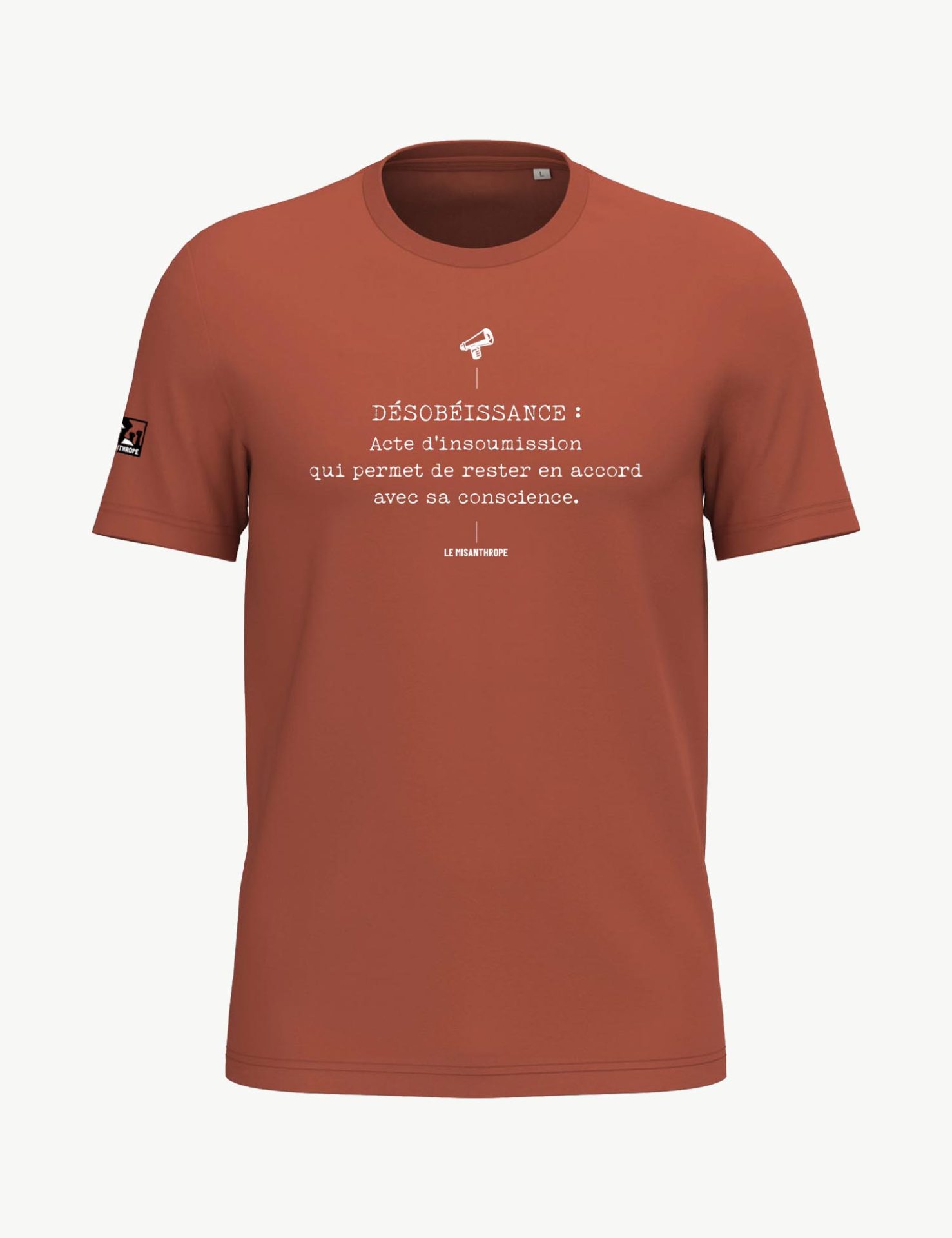 T-shirt militant en coton bio "Désobéissance", une création engagée et éthique de la marque Le Misanthrope.