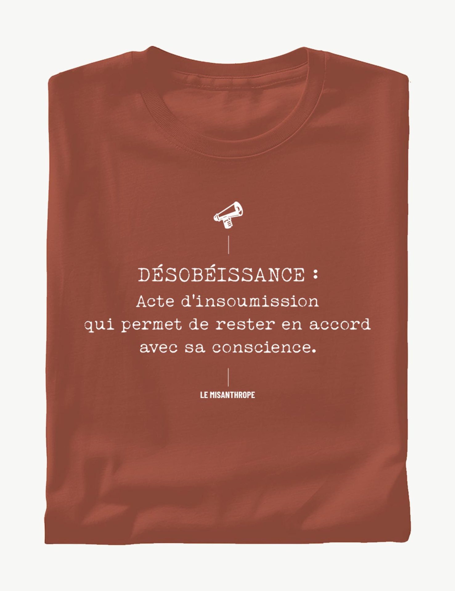T-shirt militant en coton bio "Désobéissance", une création engagée et éthique de la marque Le Misanthrope.