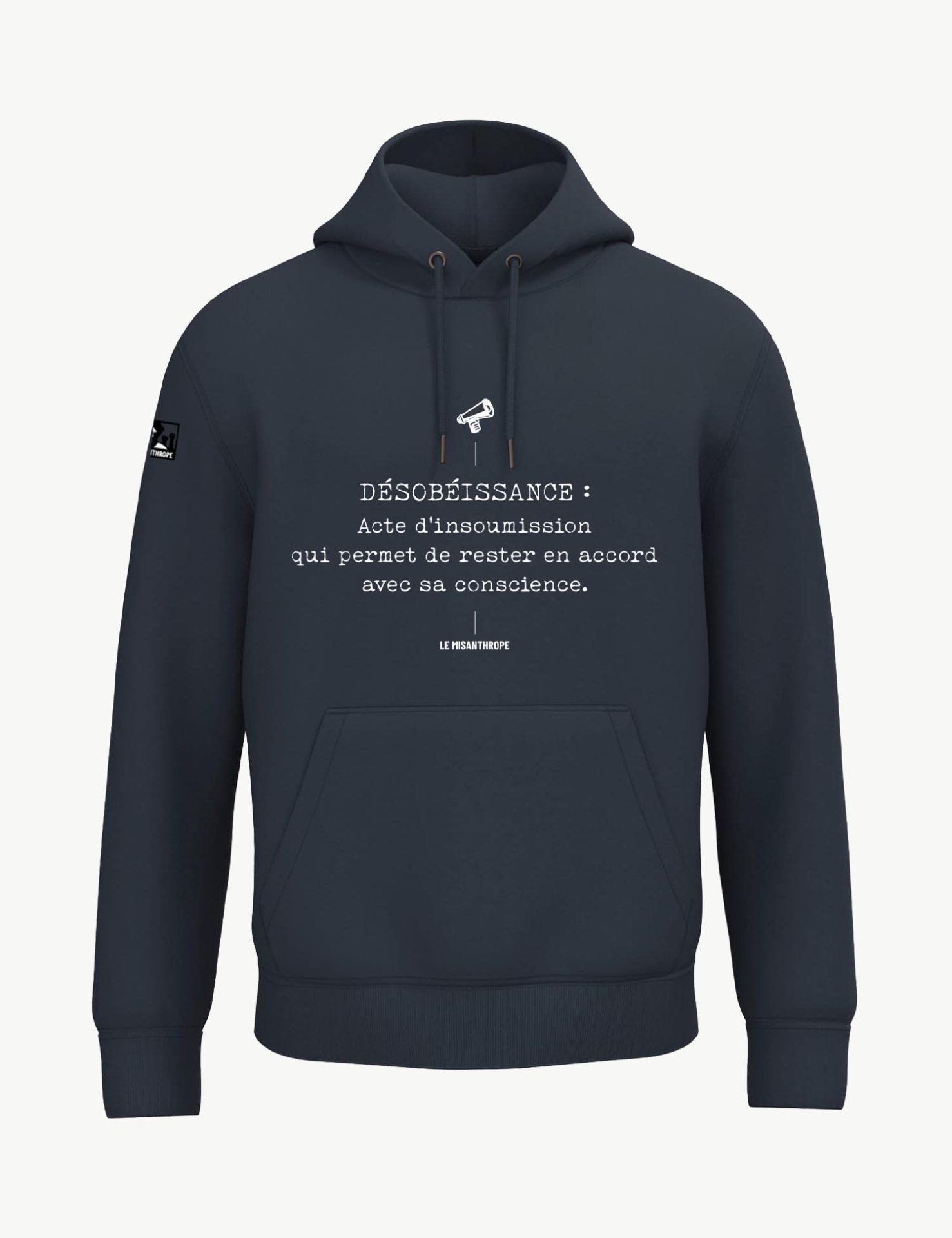 sweat à capuche militant "Désobéissance" en coton bio – mode engagée et éthique
