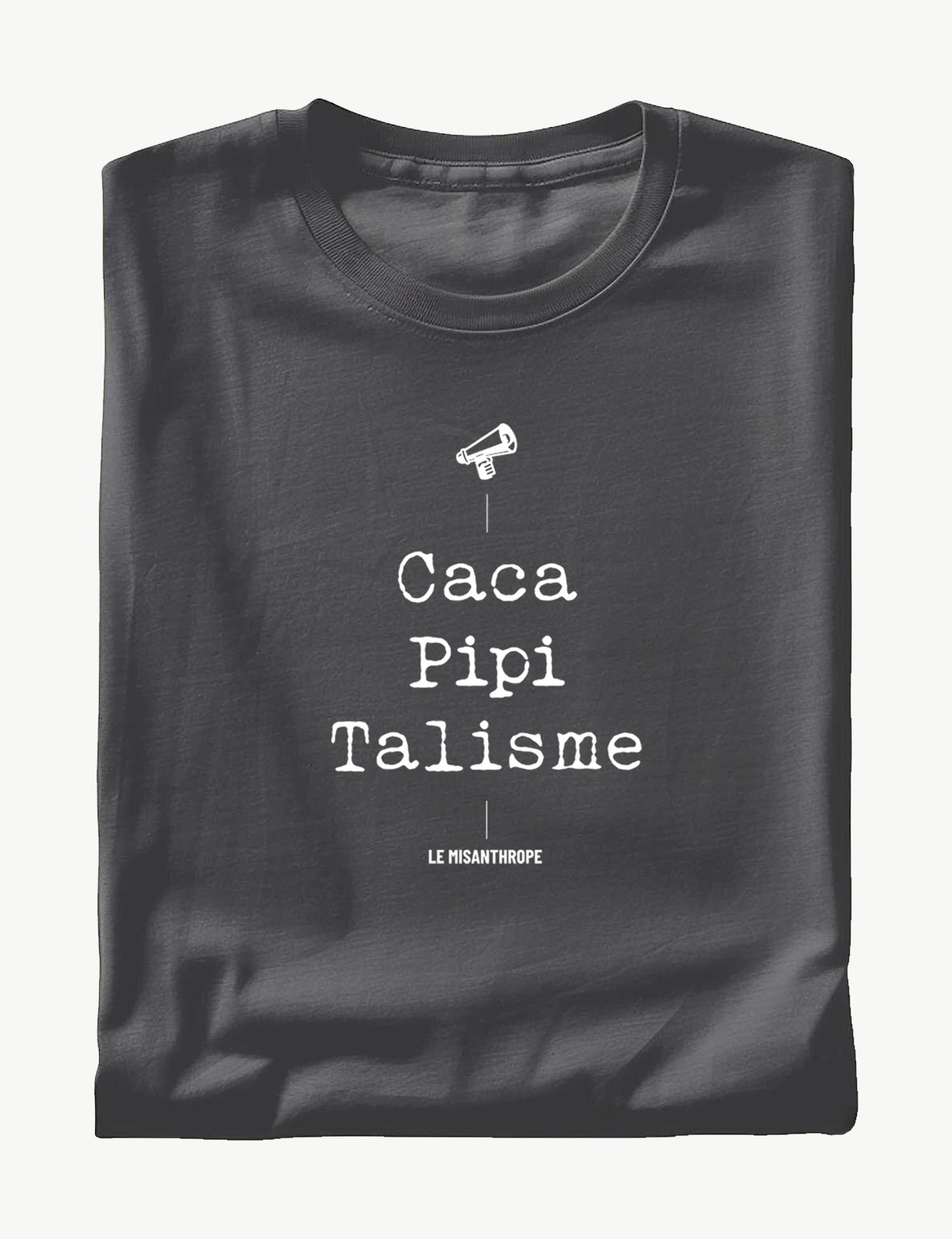T-shirt militant en coton bio avec le slogan humoristique "Caca Pipi Talisme" – Le Misanthrope