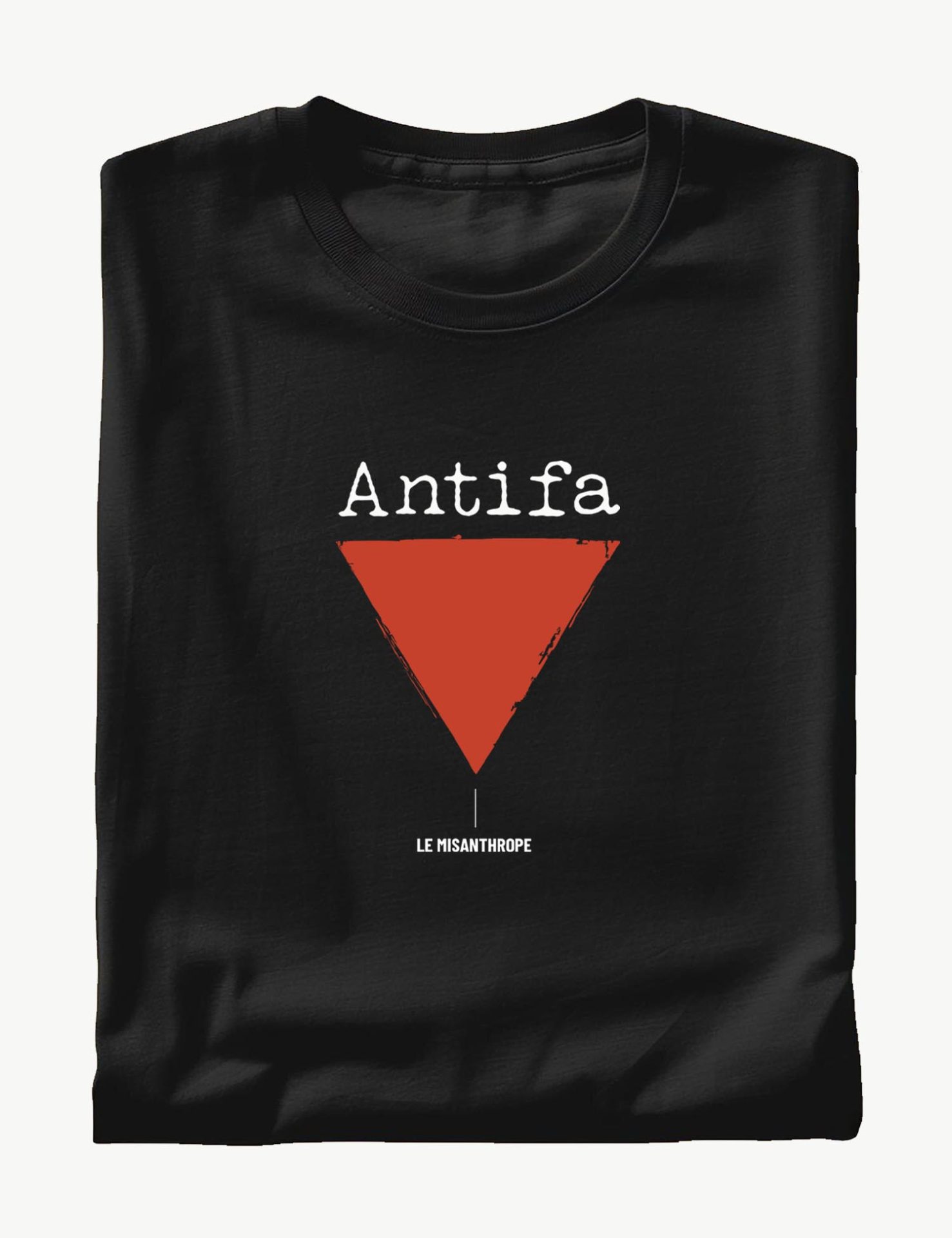 T-shirt militant noir avec le mot "ANTIFA" imprimé – coton bio certifié