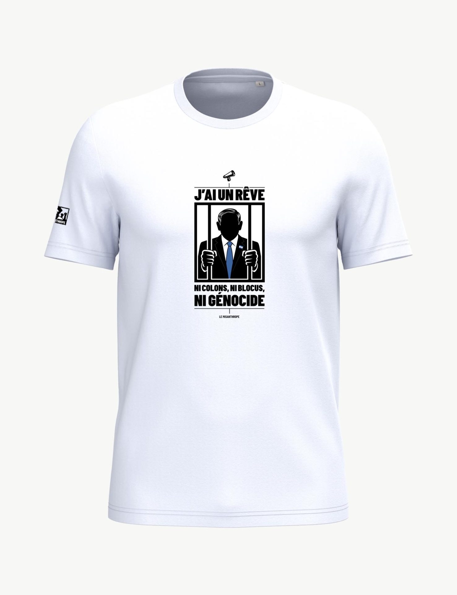 T-shirt militant en coton bio avec le slogan « Ni colons, ni blocus, ni génocide », imprimé dans les Cévennes