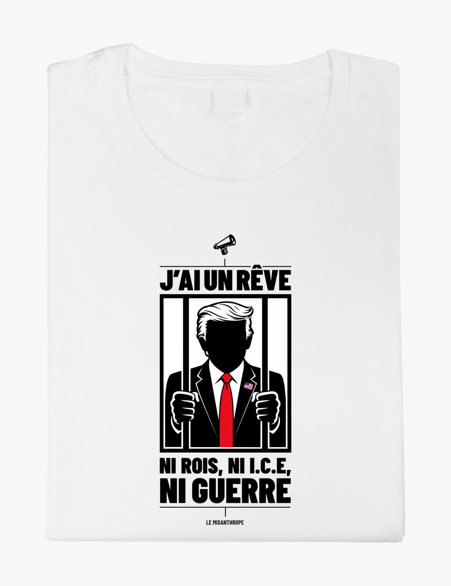 T-shirt militant en coton bio avec le slogan « Ni rois, ni ICE, ni guerre », imprimé dans les Cévennes